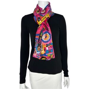 Bubblegum Chompers Silk Habotai long scarf by PixieOrbit Handmade